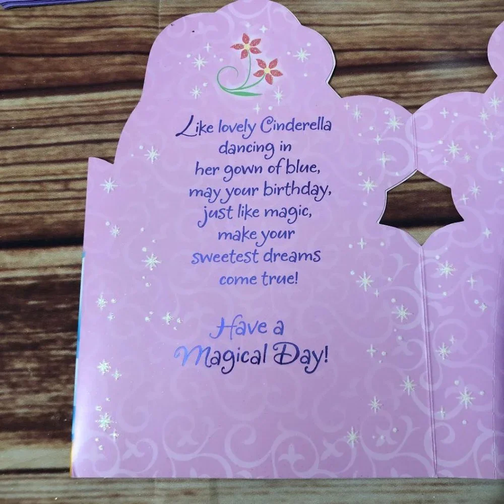Hallmark Birthday Signature Cards ~Disney Cinderella Iconic Blue Honeycomb Gown